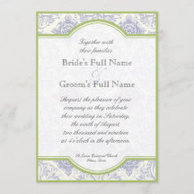 デルフト青いToileのクローバー-結婚式招待状