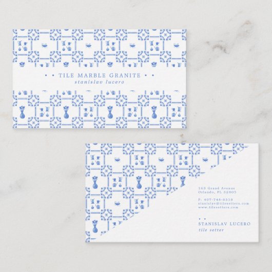デルフト青と白のタイル名刺 名刺 (正面/裏面)