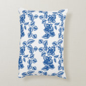 デルフト – リケブルーフローラプリント アクセントクッション (裏面(縦))