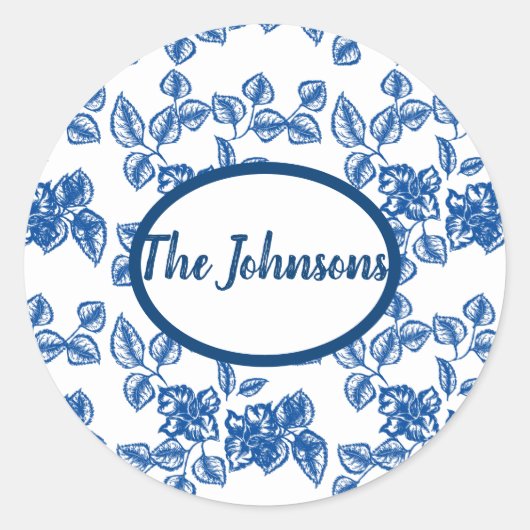 デルフト – リケブルーフローラプリント ラウンドシール (正面)