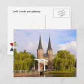 デルフト、運河、ゲートウェイ ポストカード (正面/裏面)