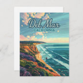 デルマールカリフォルニアサンディエゴビーチパシフィックカード (正面/裏面)