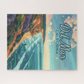 デルマールカリフォルニアサンディエゴビーチパシフィックヴィンテージ ジグソーパズル (横)