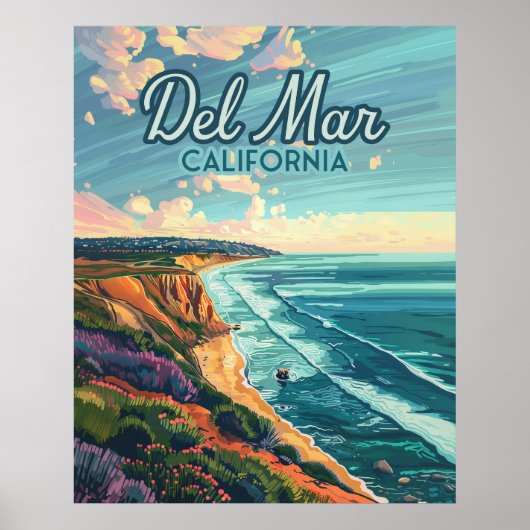 デルマールカリフォルニアサンディエゴビーチパシフィックヴィンテージ ポスター (正面)