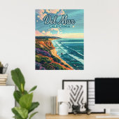 デルマールカリフォルニアサンディエゴビーチパシフィックヴィンテージ ポスター (ホームオフィス)
