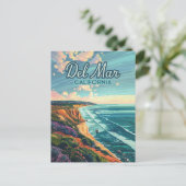 デルマールカリフォルニアサンディエゴビーチパシフィックヴィンテージ ポストカード (スタンド正面)
