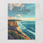 デルマールカリフォルニアサンディエゴビーチパシフィックヴィンテージ ポストカード (正面)