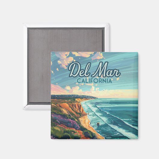 デルマールカリフォルニアサンディエゴビーチパシフィックヴィンテージ マグネット (正面/裏面)