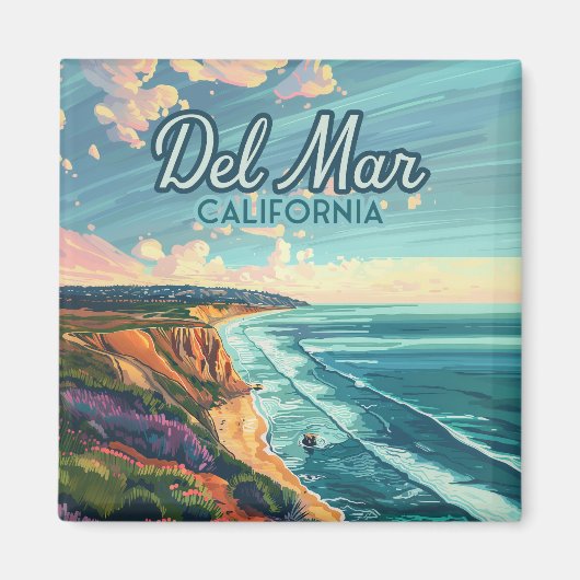 デルマールカリフォルニアサンディエゴビーチパシフィックヴィンテージ マグネット (正面)