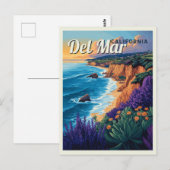 デルマールカリフォルニアヴィンテージビーチ – サンディエゴ ポストカード (正面/裏面)