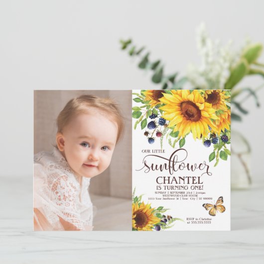 デルリトルヒマワリ誕生日招待状写真 招待状 (スタンド正面)