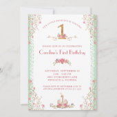 デルリトルプリンセスファースト誕生日 招待状 (正面)