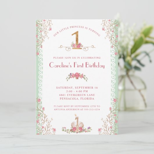 デルリトルプリンセスファースト誕生日 招待状 (スタンド正面)