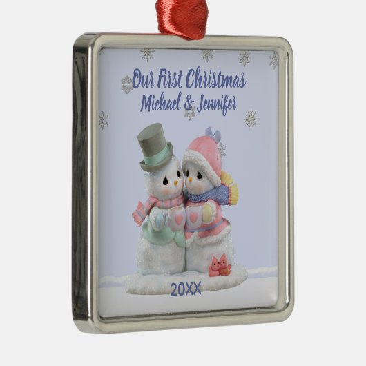 デル初めてのクリスマスズハギングスノーカップルオーナメント メタルオーナメント (右)