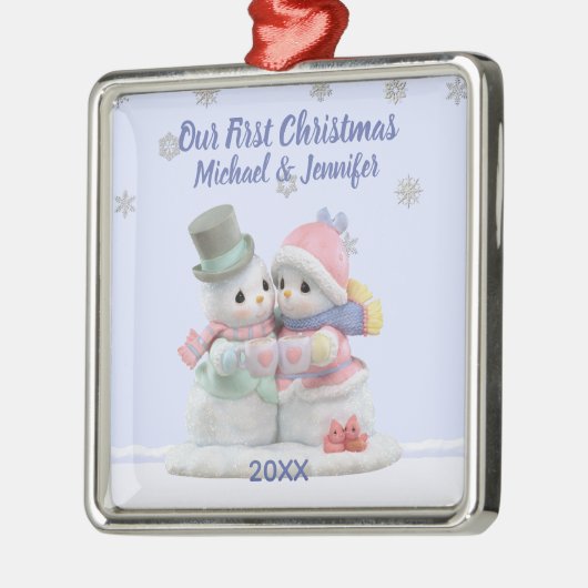 デル初めてのクリスマスズハギングスノーカップルオーナメント メタルオーナメント (左)
