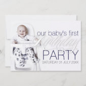 デル男の赤ちゃんフォト誕生日ホワイトパーティの招待状 招待状 (正面)