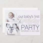 デル男の赤ちゃんフォト誕生日ホワイトパーティの招待状 招待状 (正面/裏面)