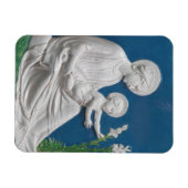 デル・ロッビアのマドンナと子供の青い白いユリ マグネット (横)