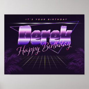 デレク名Vorname lila retroポスターGeburtstag ポスター