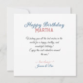 デレケートブルー&ピンクフローラ誕生日 カード (裏面)