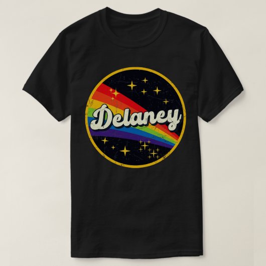 デレーニーレインボーイン宇宙ヴィンテージグランゲスタイル Tシャツ (デザイン正面)