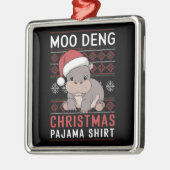 デングスモークリスマスパジャマママッチングファミリー メタルオーナメント (左)