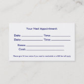 デンタルアートブルーバブルデザインカード 予約カード (裏面)