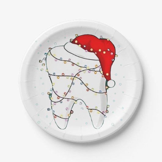 デンタルクリスマスダニー歯医者の休日 ペーパープレート (正面)