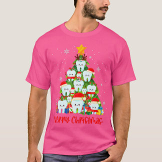 デンタルクリスマスツリーパジャマメリークリスマスデンタルスクー Tシャツ