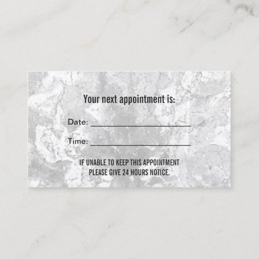 デンタルケアのエレガントな大理石の歯科医のアポイントメント 予約カード (裏面)