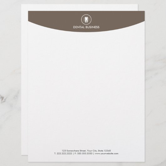 デンタルケアのシンプルな歯アイコンモダンの歯科医 レターヘッド (正面/裏面)