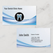 デンタルケアのモダンで青いカーブの歯科医 名刺 (正面/裏面)