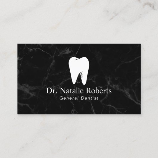 デンタルケアの歯のロゴダークマーブル歯医者 予約カード (正面)