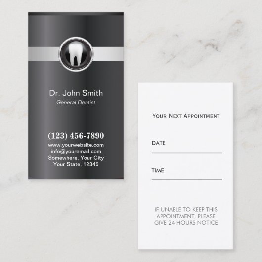 デンタルケアの歯科医のプロフェッショナルのアポイントメント 予約カード (正面/裏面)