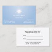 デンタルケアの淡いブルーの歯科医のアポイントメント 予約カード (正面/裏面)