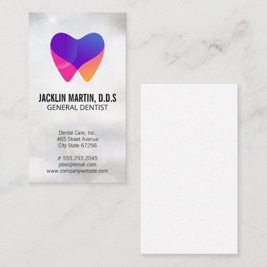 デンタルケアの白い歯ロゴ 名刺 (正面/裏面)