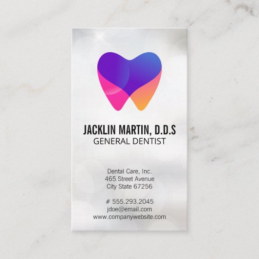 デンタルケアの白い歯ロゴ 名刺 (正面)