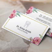 デンタルケアエレガントフローラ金ゴールドフレーム歯科医 名刺