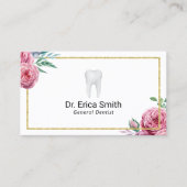 デンタルケアエレガントフローラ金ゴールドフレーム歯科医 名刺 (正面)