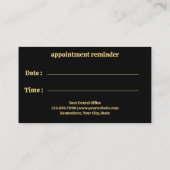 デンタルケアエレガント金ゴールド歯ロゴ歯科医 予約カード (裏面)