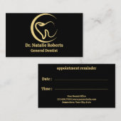 デンタルケアエレガント金ゴールド歯ロゴ歯科医 予約カード (正面/裏面)