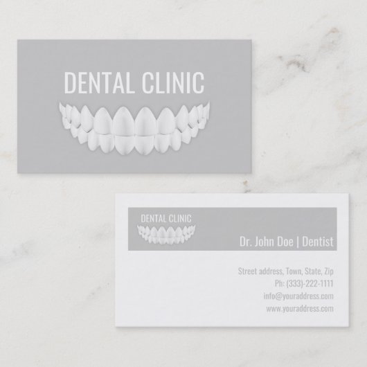 デンタルケアクリニックセラピスト歯科グレーカード 名刺 (正面/裏面)