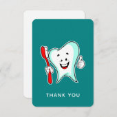 デンタルケアハッピーティースと歯ブラシありがとう サンキューカード (正面/裏面)