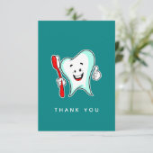 デンタルケアハッピーティースと歯ブラシありがとう サンキューカード (スタンド正面)