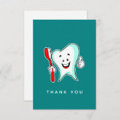 デンタルケアハッピーティースと歯ブラシありがとう サンキューカード (正面/裏面)