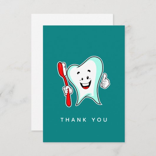 デンタルケアハッピーティースと歯ブラシありがとう サンキューカード (正面/裏面)