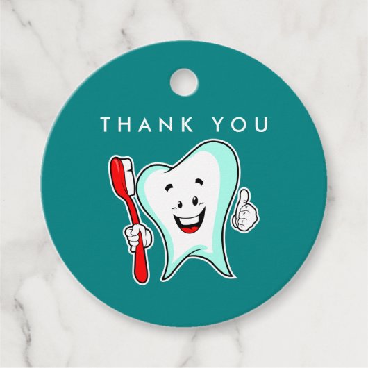 デンタルケアハッピーティースと歯ブラシありがとう フェイバータグ (正面)