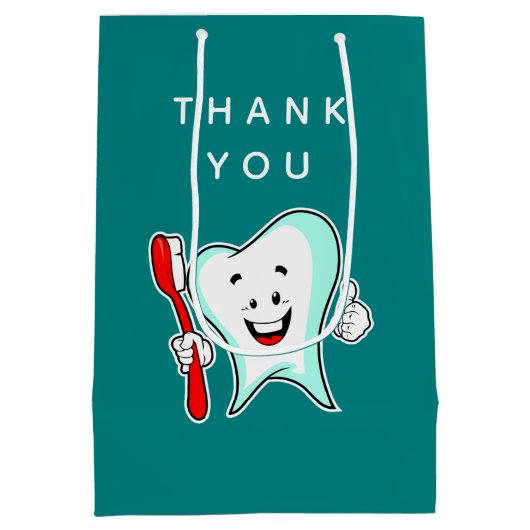 デンタルケアハッピーティースと歯ブラシありがとう ミディアムペーパーバッグ (裏面)