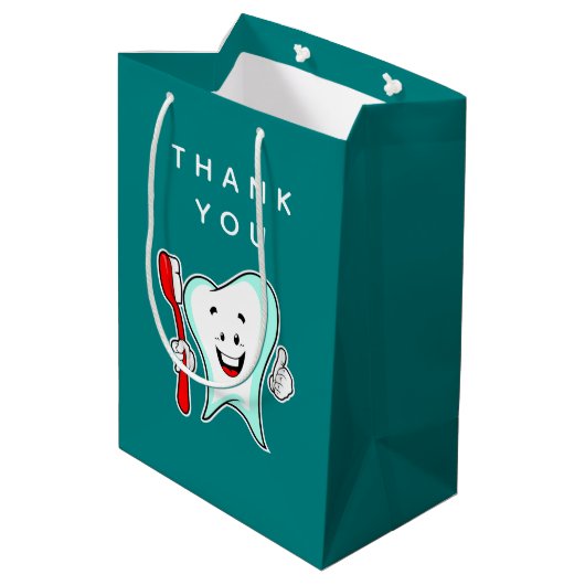 デンタルケアハッピーティースと歯ブラシありがとう ミディアムペーパーバッグ (裏面アングル)