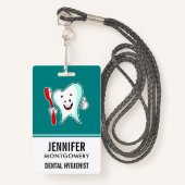 デンタルケアハッピーティース歯ブラシ バッジ (正面ランヤード)